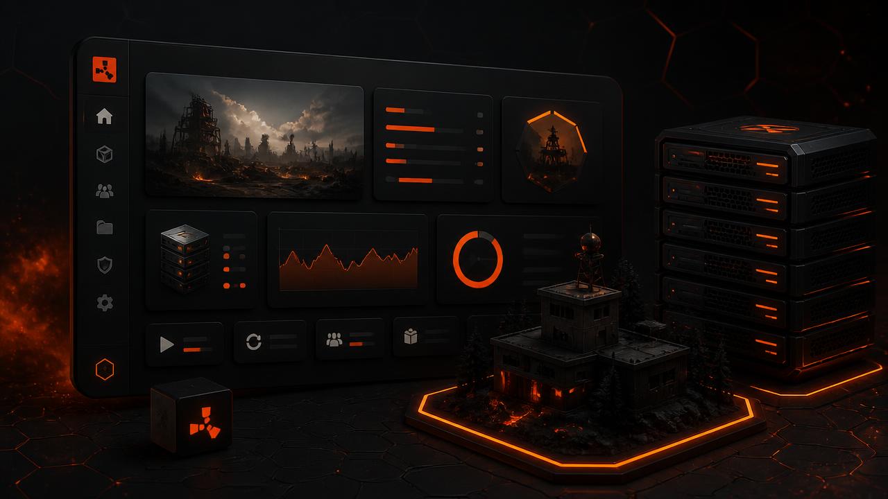 Interface moderne d'un Game Panel pour serveur Rust